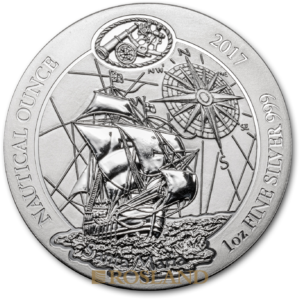 1 Unze Silbermünze Ruanda Nautical Santa Maria 2017