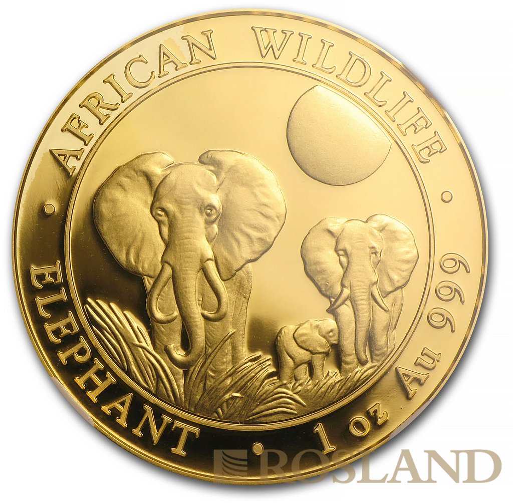 1 Unze Goldmünze Somalia Elefant 2014 NGC MS-70