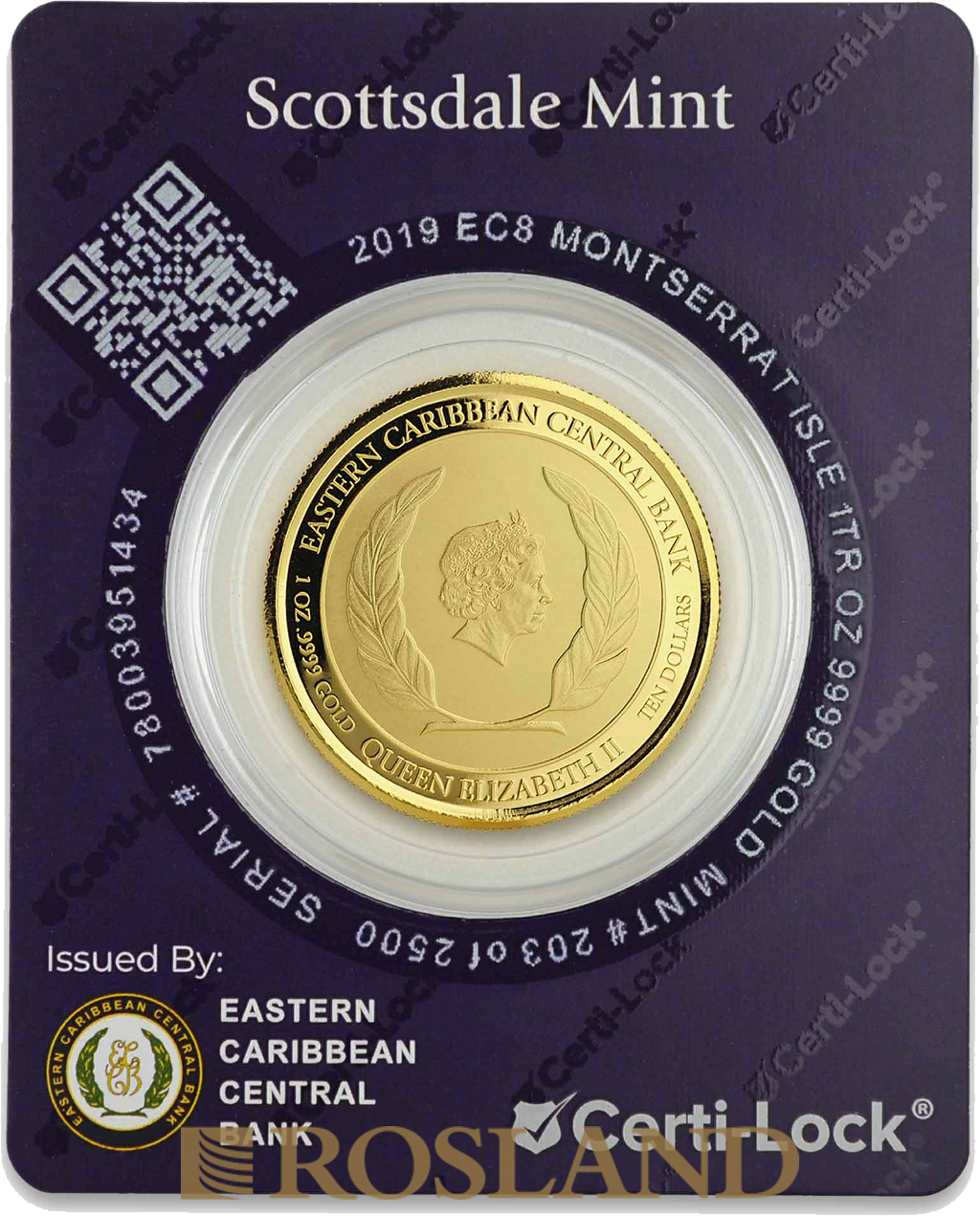 1 Unze Goldmünze EC8 Montserrat Emerald Isle of the Caribbean 2019 (Blister, Zertifikat)
