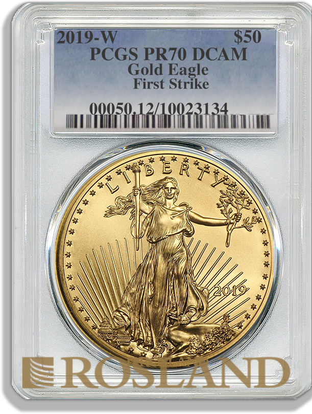 1 Unze Goldmünze American Eagle 2019 PP PCGS PR-70 (FS, DCAM)