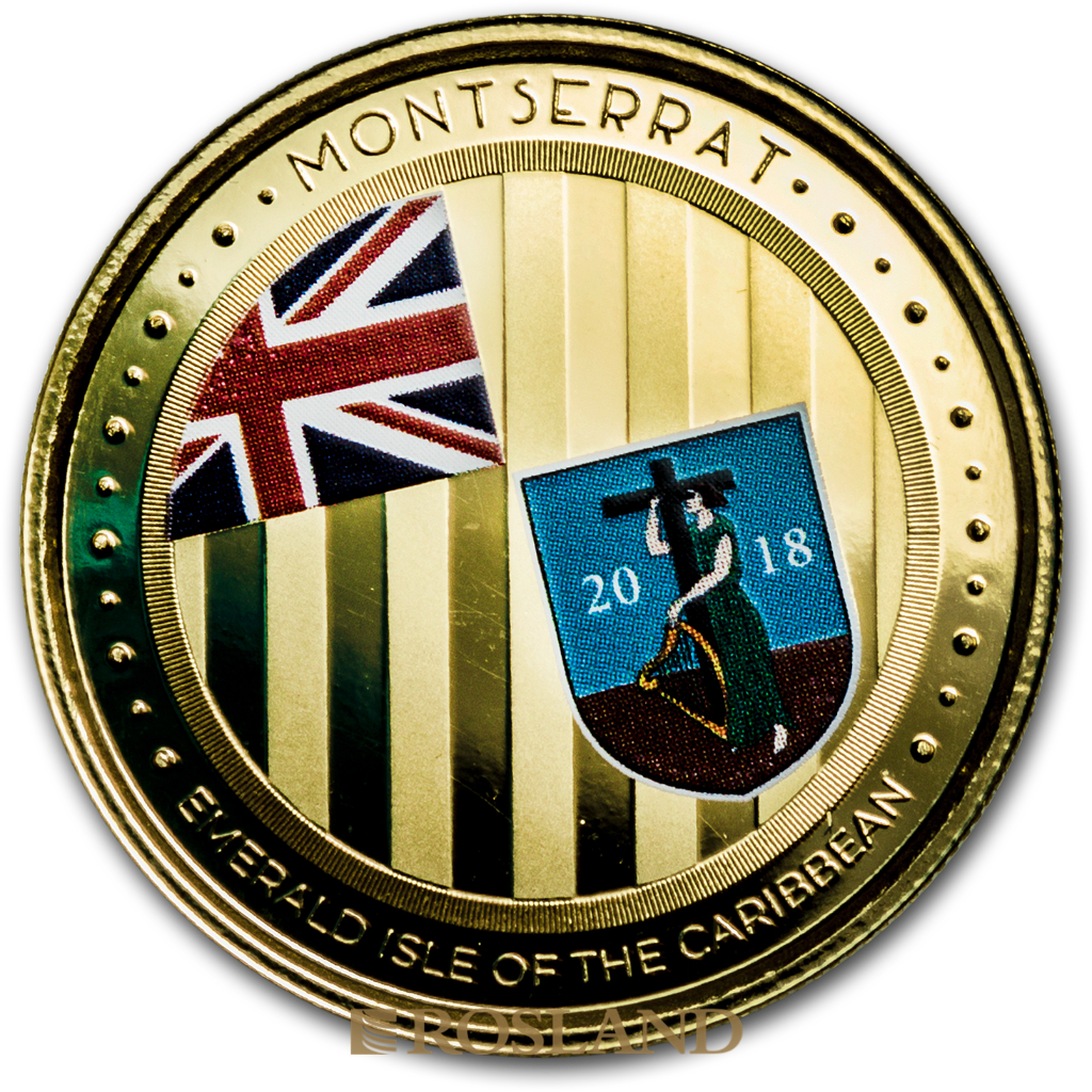 1 Unze Goldmünze EC8 Montserrat Emerald Isle of the Caribbean 2018 PP (Koloriert, Box, Zertifikat)