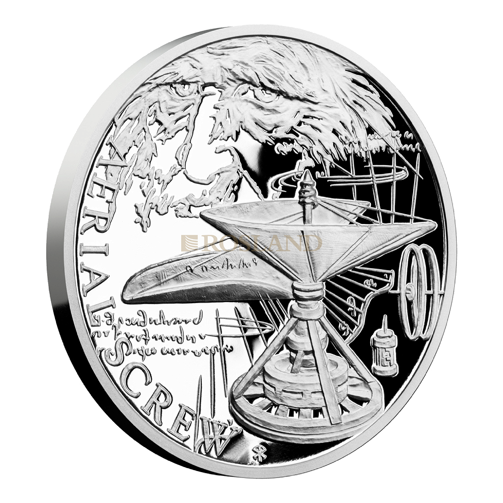 1 Unze Silbermünze Niue 500 Jahre Leonardo Da Vinci - Hubschrauber 2019 PP (Box, Zertifikat)