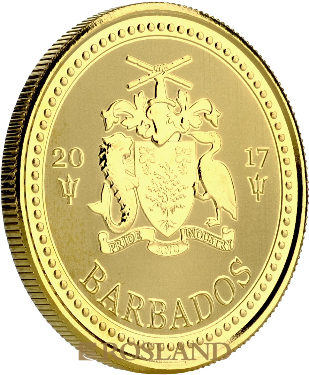 1 Unze Goldmünze Barbados Dreizack 2017