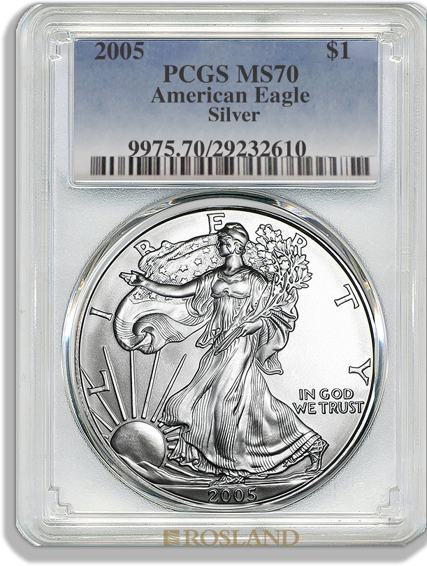 1 Unze Silbermünze American Eagle 2005 PCGS MS-70