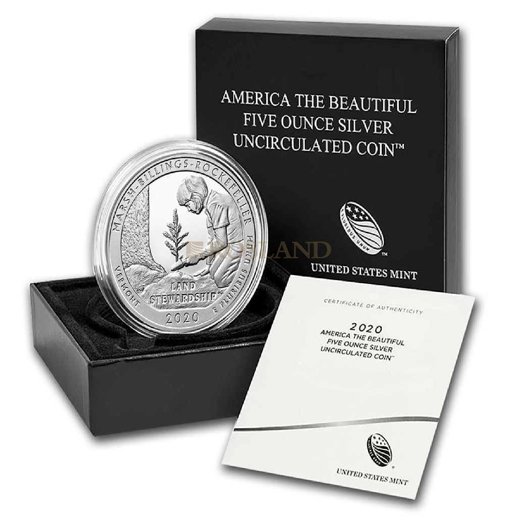 5 Unzen Silbermünze ATB  MB Rockefeller National Historical Park 2020 P (Box, Zertifikat)
