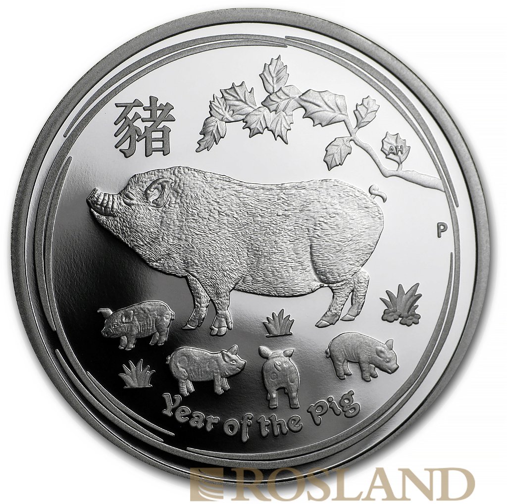 3 Silbermünzen Set (3,5 Unzen) Lunar 2 Schwein 2019 PP (Box, Zertifikat)