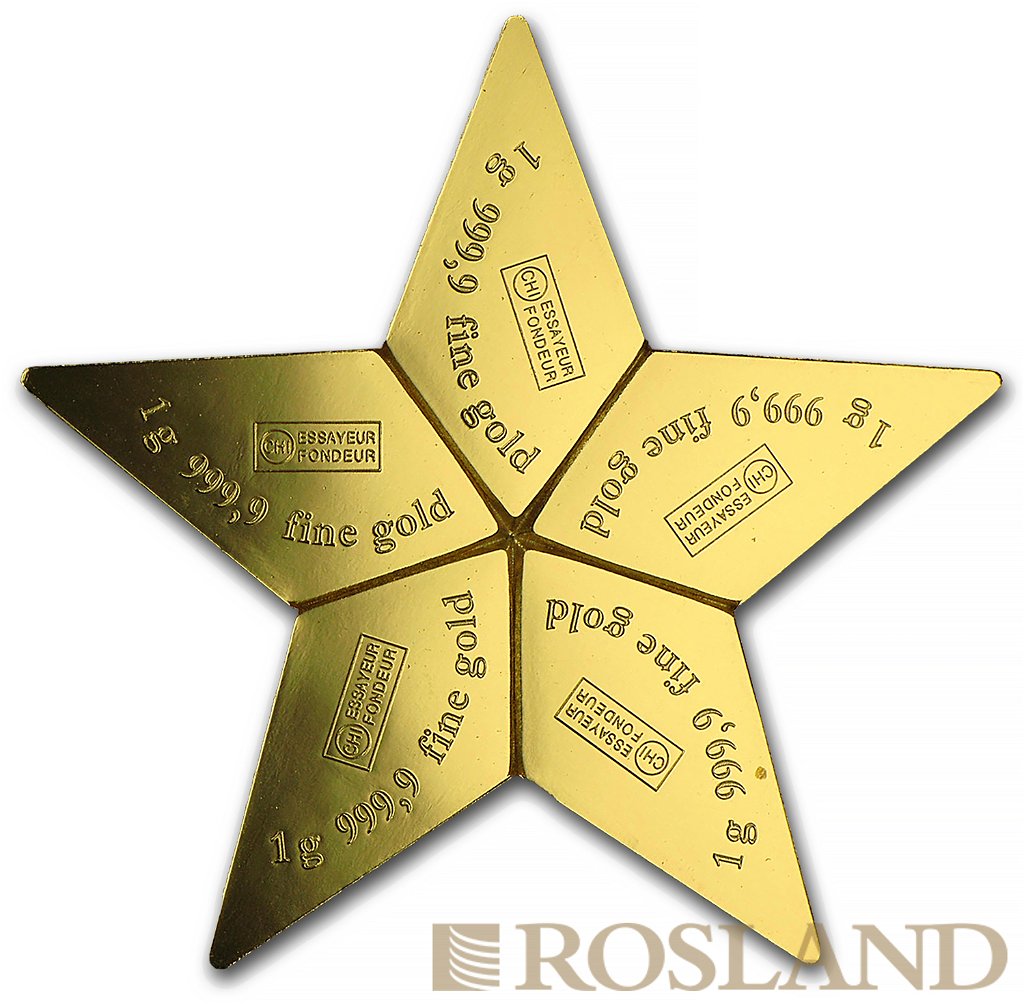 5 x 1 Gramm Goldmünze Gold Star 2015 Valcambi CombiCoin™