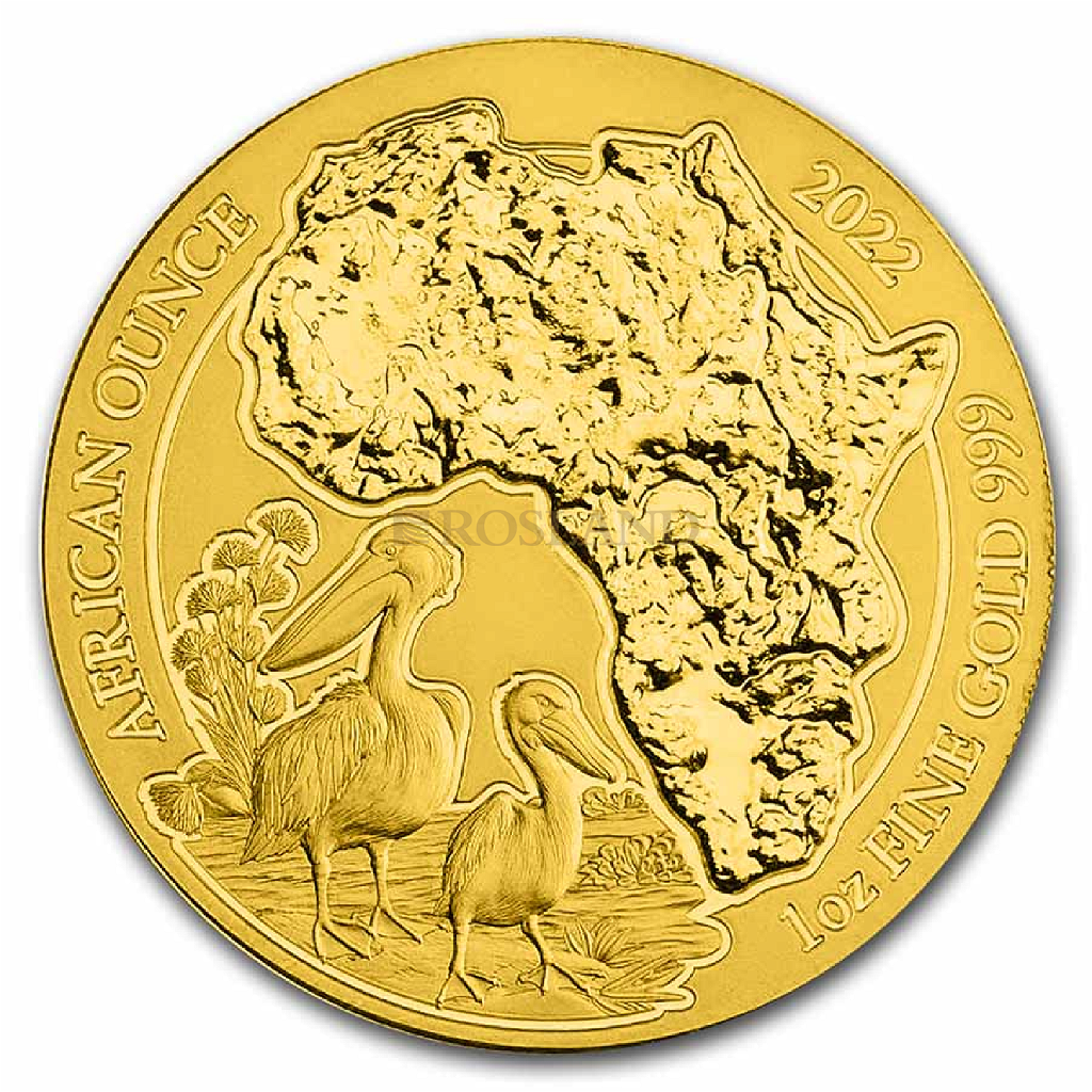 1 Unze Goldmünze Ruanda Wildlife Pelikan 2022 (Box, Zertifikat)
