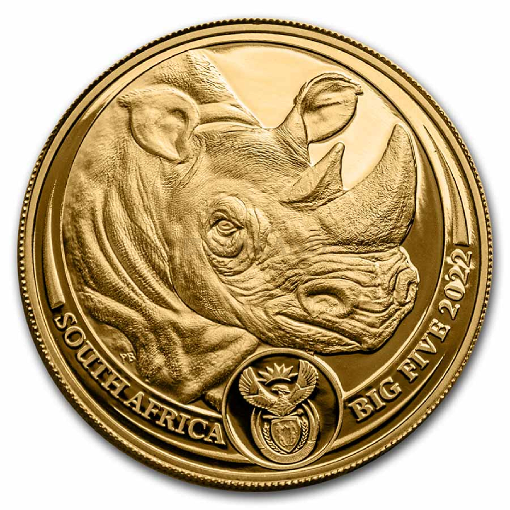1 Unze Goldmünze Big Five Rhino 2022 PP (Box, Zertifikat)