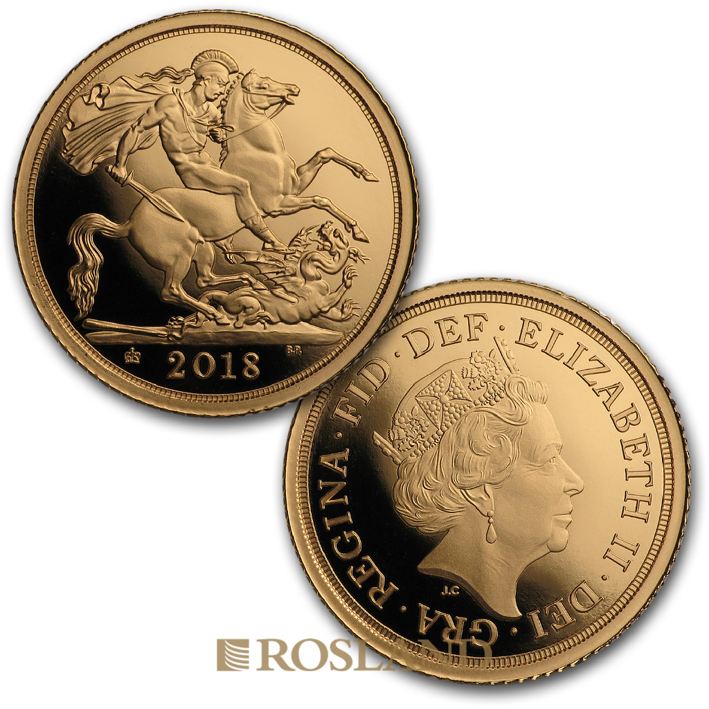 .823 Unzen - 3 Goldmünzen Set Großbritannien 2018 Sovereign PP (Box, Zertifikat)