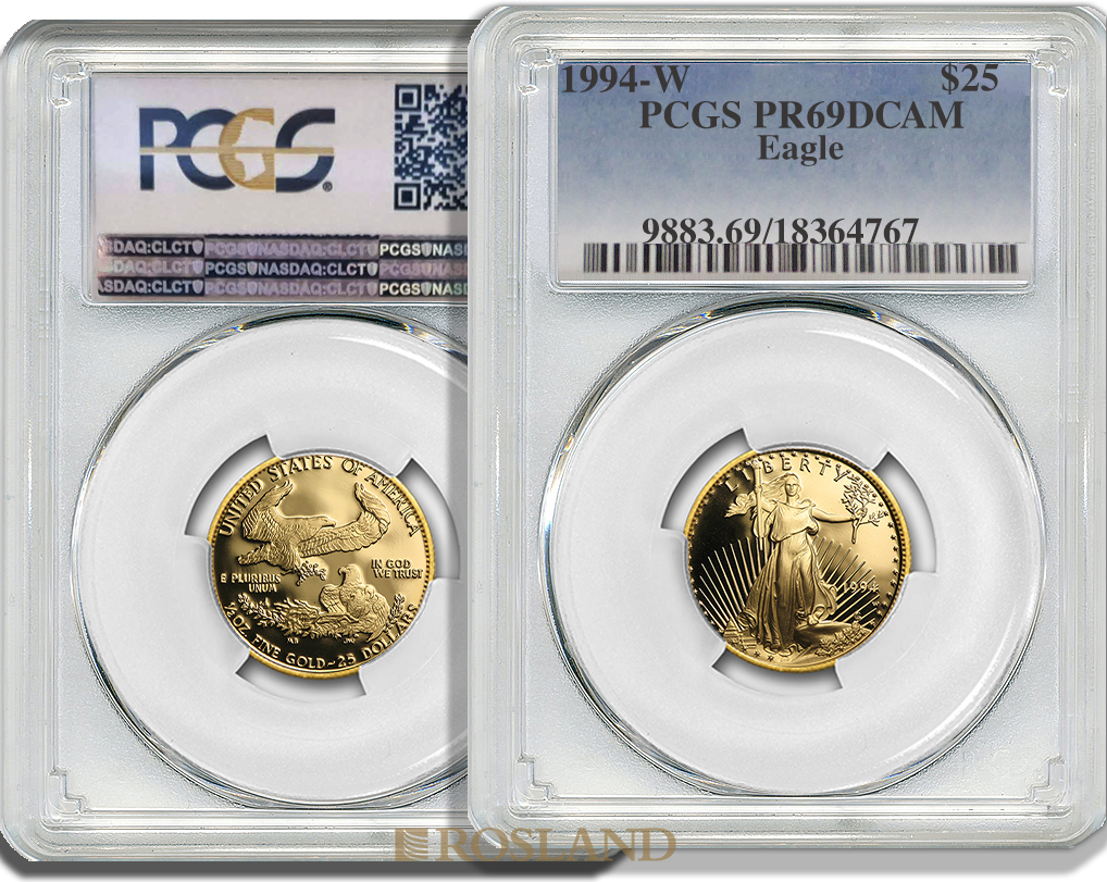 1/2 Unze Goldmünze American Eagle 1994 PP PCGS PR-69 (W, DCAM)