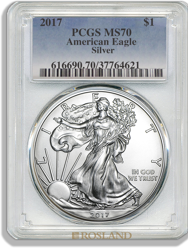 1 Unze Silbermünze American Eagle 2017 PCGS MS-70