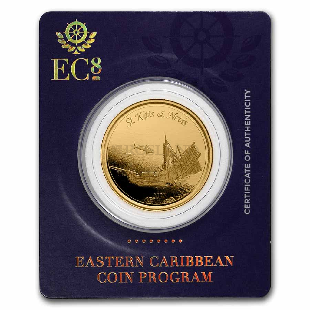 1 Unze Goldmünze EC8 St. Kitts & Nevis Sunken Ship 2021 (Blister, Zertifikat)