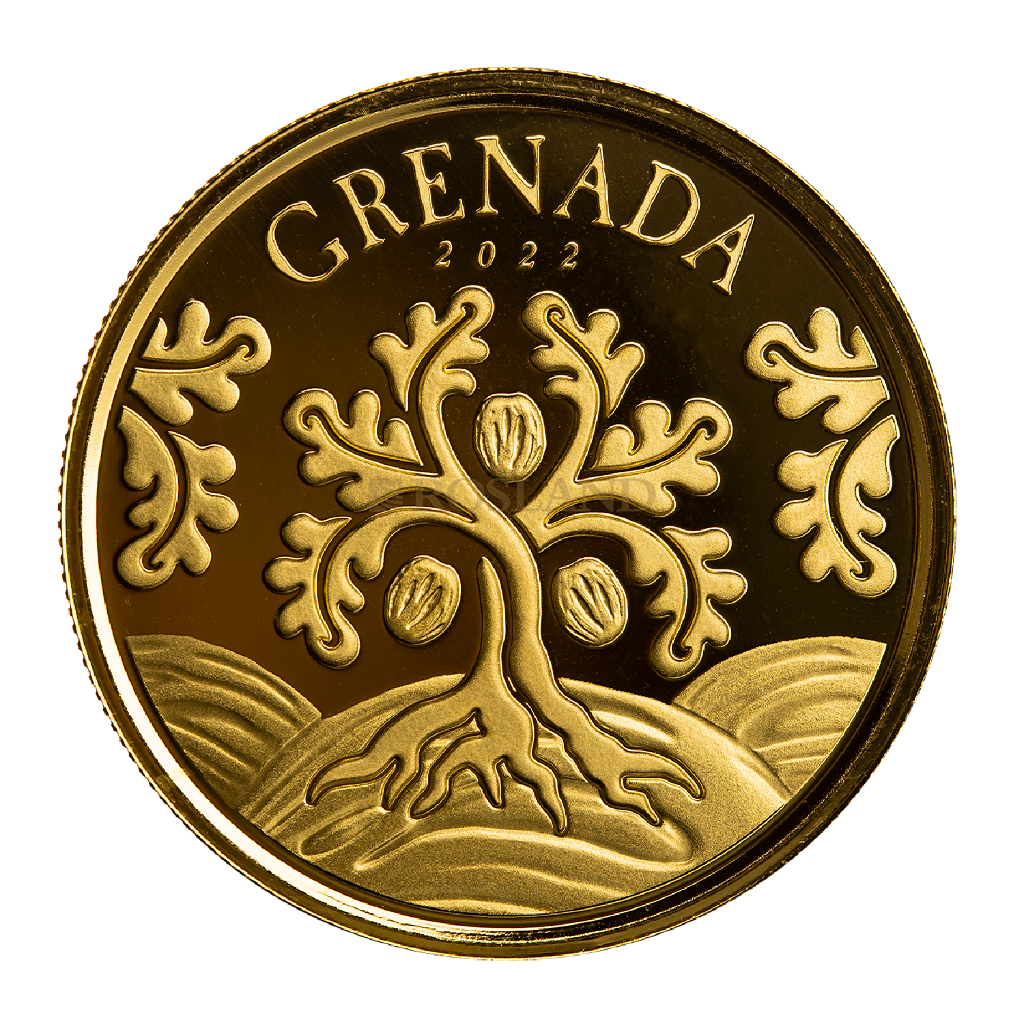1 Unze Goldmünze EC8 Grenada Nutmeg Tree 2022 (Blister, Zertifikat) 