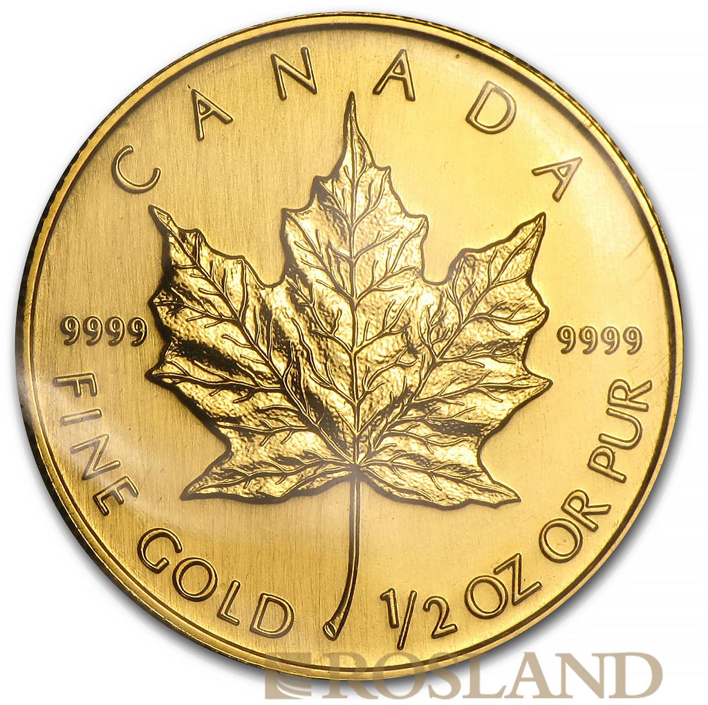 1/2 Unze Goldmünze Kanada Maple Leaf 1990