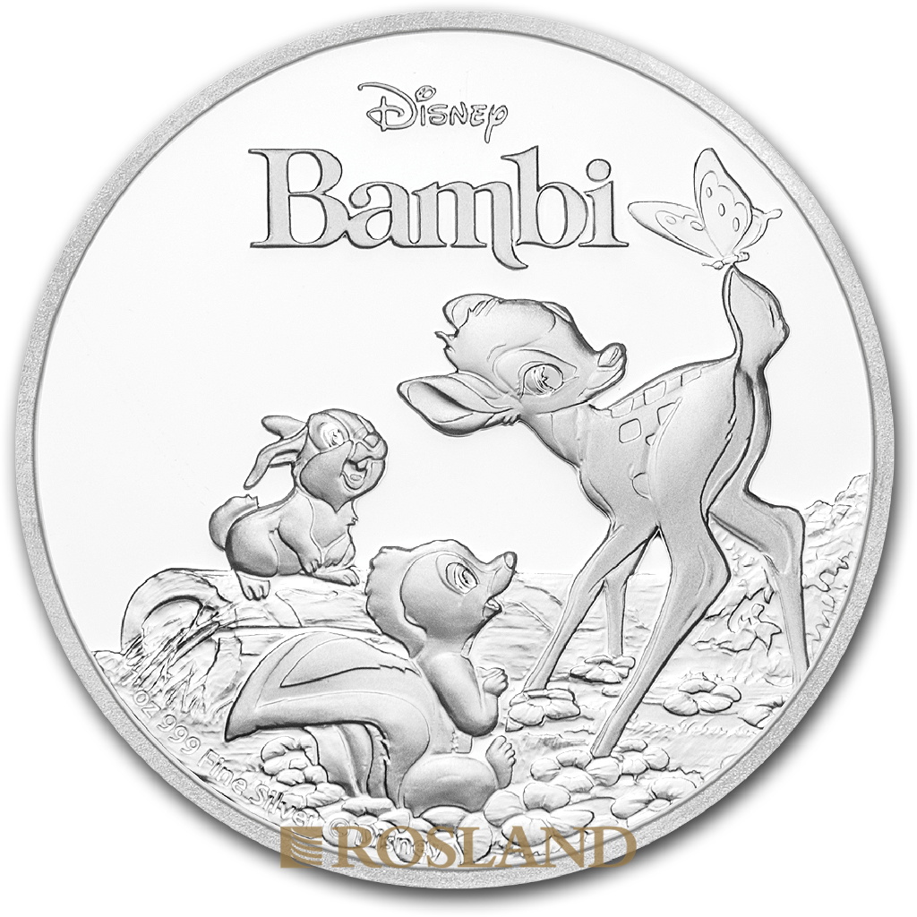 1 Unze Silbermünze Disney® Bambi 25 Jahre Jubiläum 2017 PP (Box, Zertifikat)