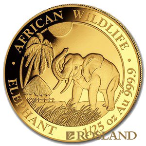1/25 Unze Goldmünze Somalia Elefant 2017