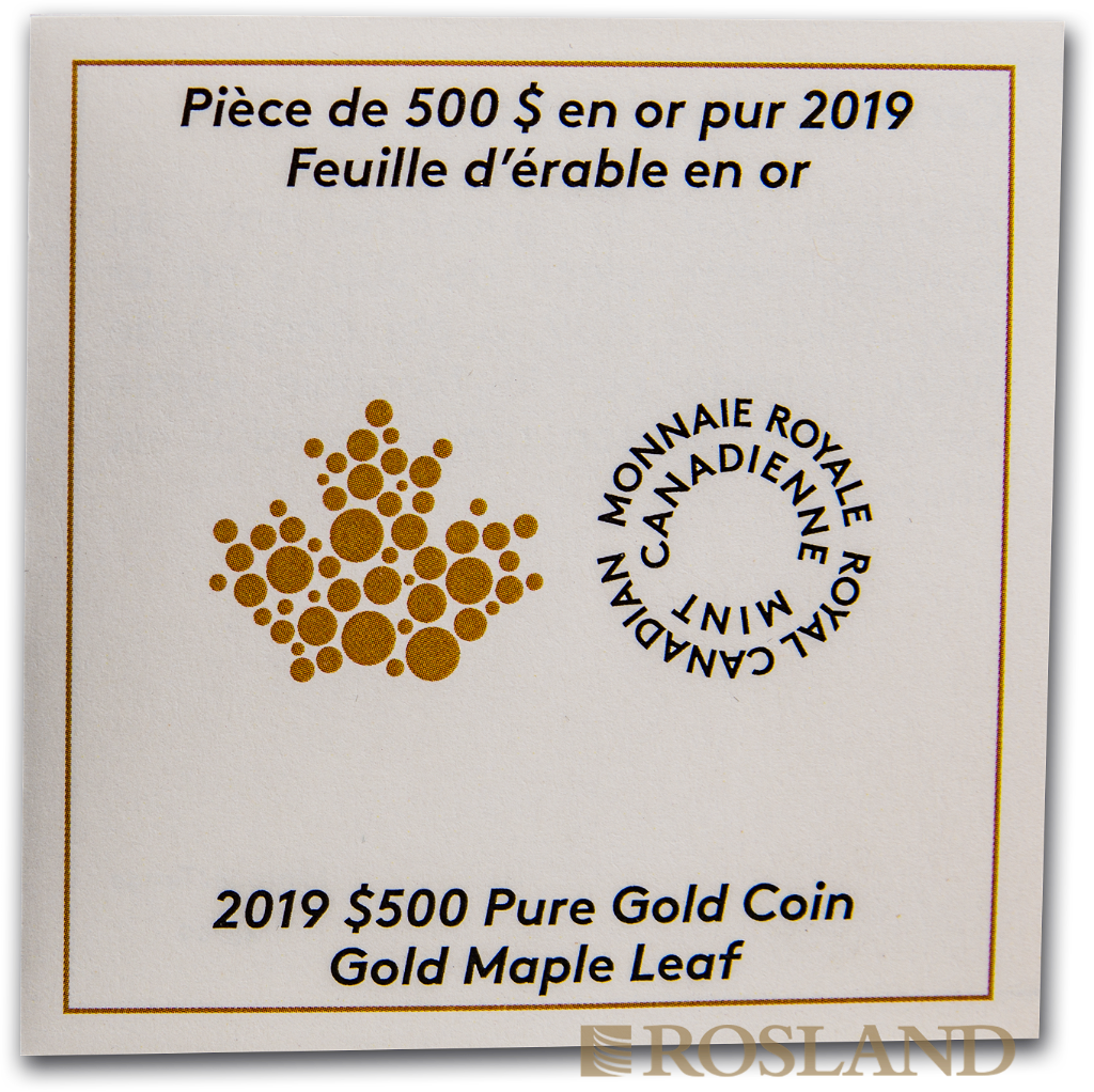 5 Unzen Goldmünze Kanada Maple Leaf 2019 40 Jahre Jubiläum PP (Box, Zertifikat)