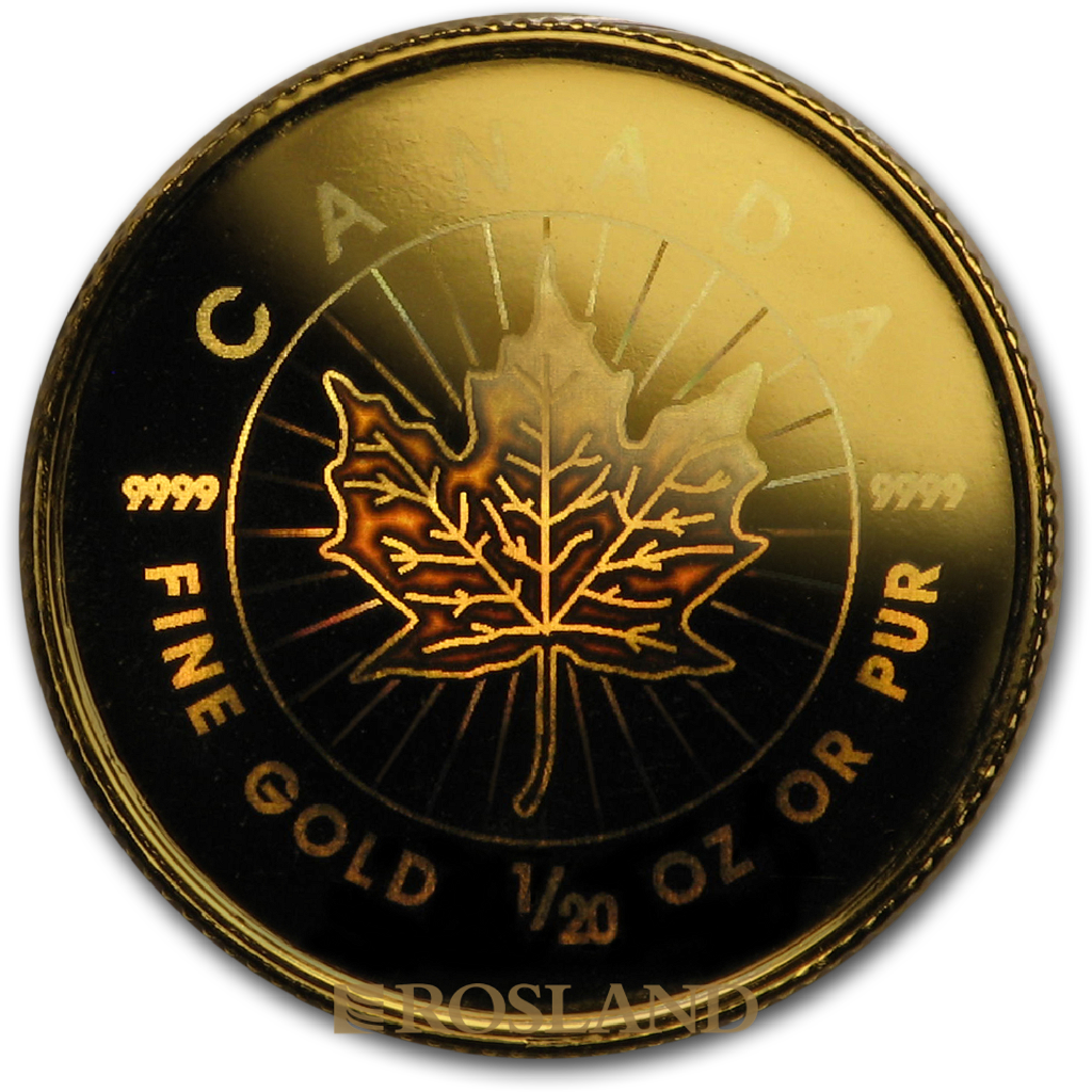 5 Goldmünzen Maple Leaf Set Hologramm 2001 PP 15 Jahre Jubiläum