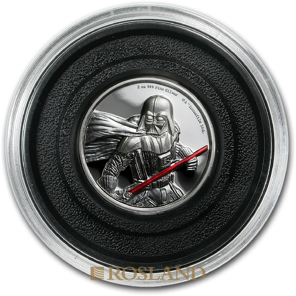 2 Unzen Silbermünze Star Wars™ Darth Vader 2017 PP (Koloriert, UHR, Box, Zertifikat)