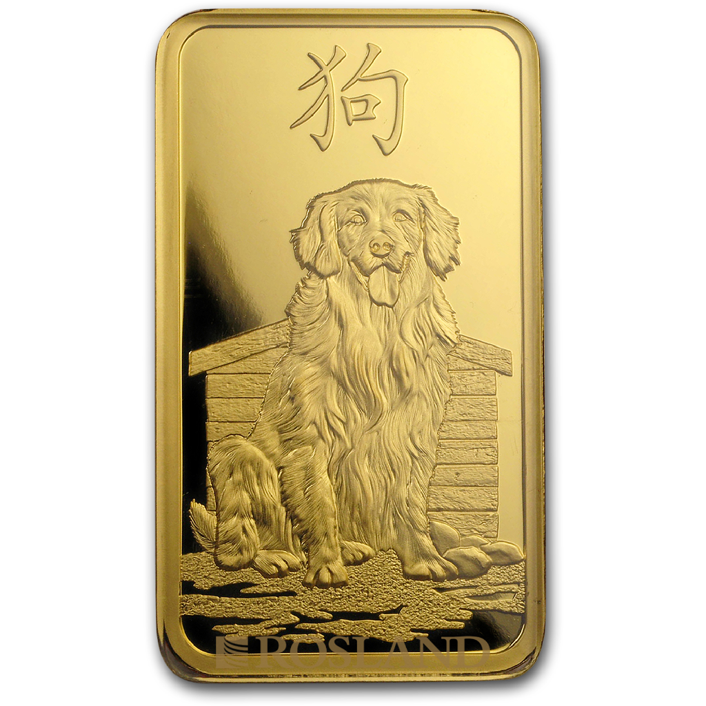 100 Gramm Goldbarren PAMP Lunar Jahr des Hundes 2018