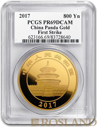 50 Gramm Goldmünze China Panda 2017 PP PCGS PR-69
