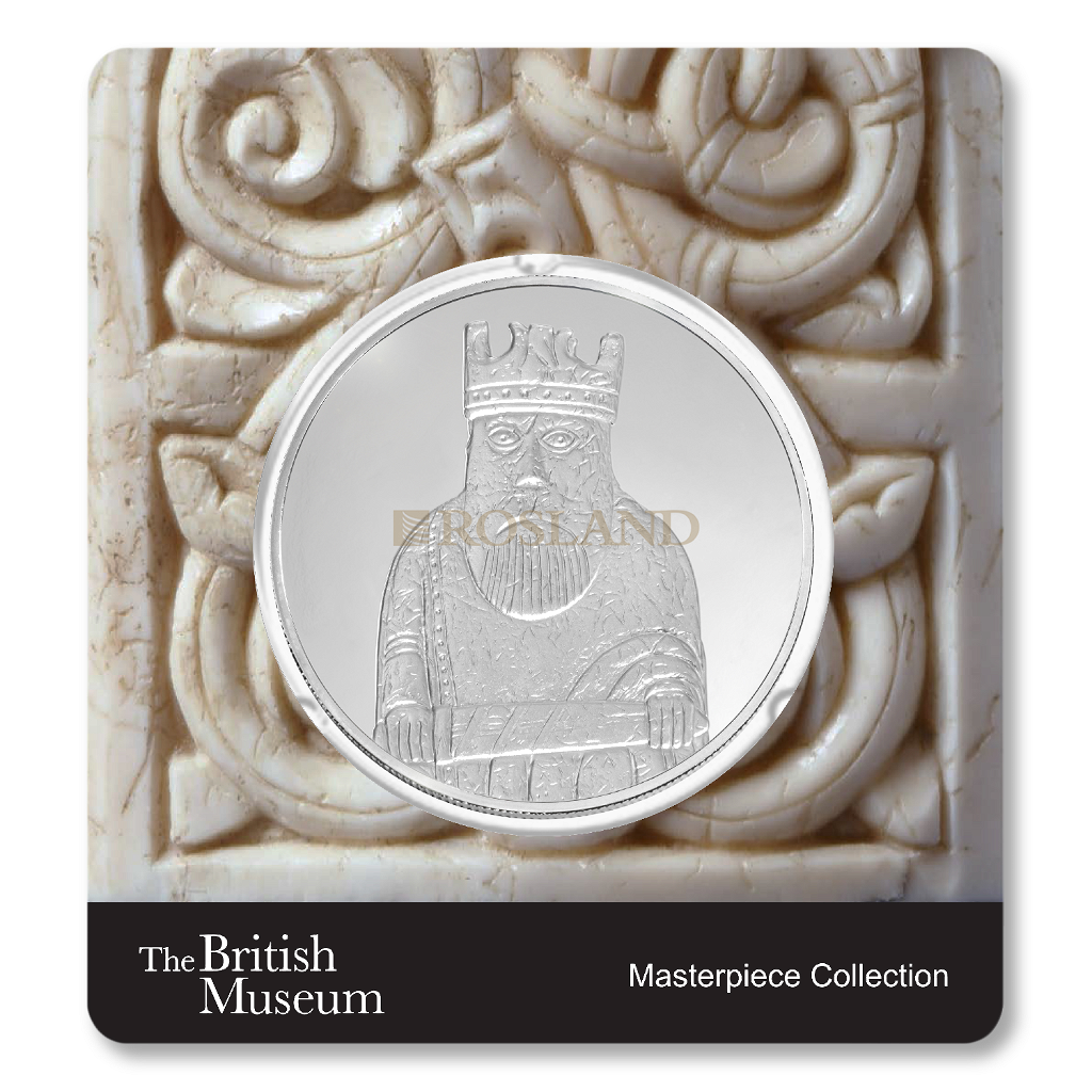 2,5 Unzen Silbermünze PAMP Britisches Museum Lewis Chessmen - The King 2020 (PP, Zertifikat)