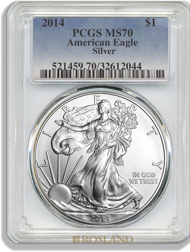 1 Unze Silbermünze American Eagle 2014 PCGS MS-70