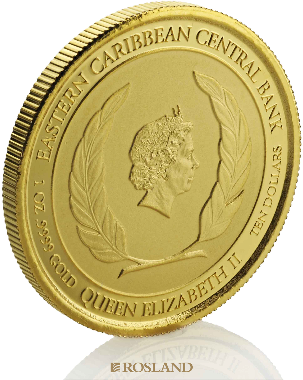 1 Unze Goldmünze EC8 St. Kitts & Nevis Pelikan 2019 PP (Koloriert, Box, Zertifikat)