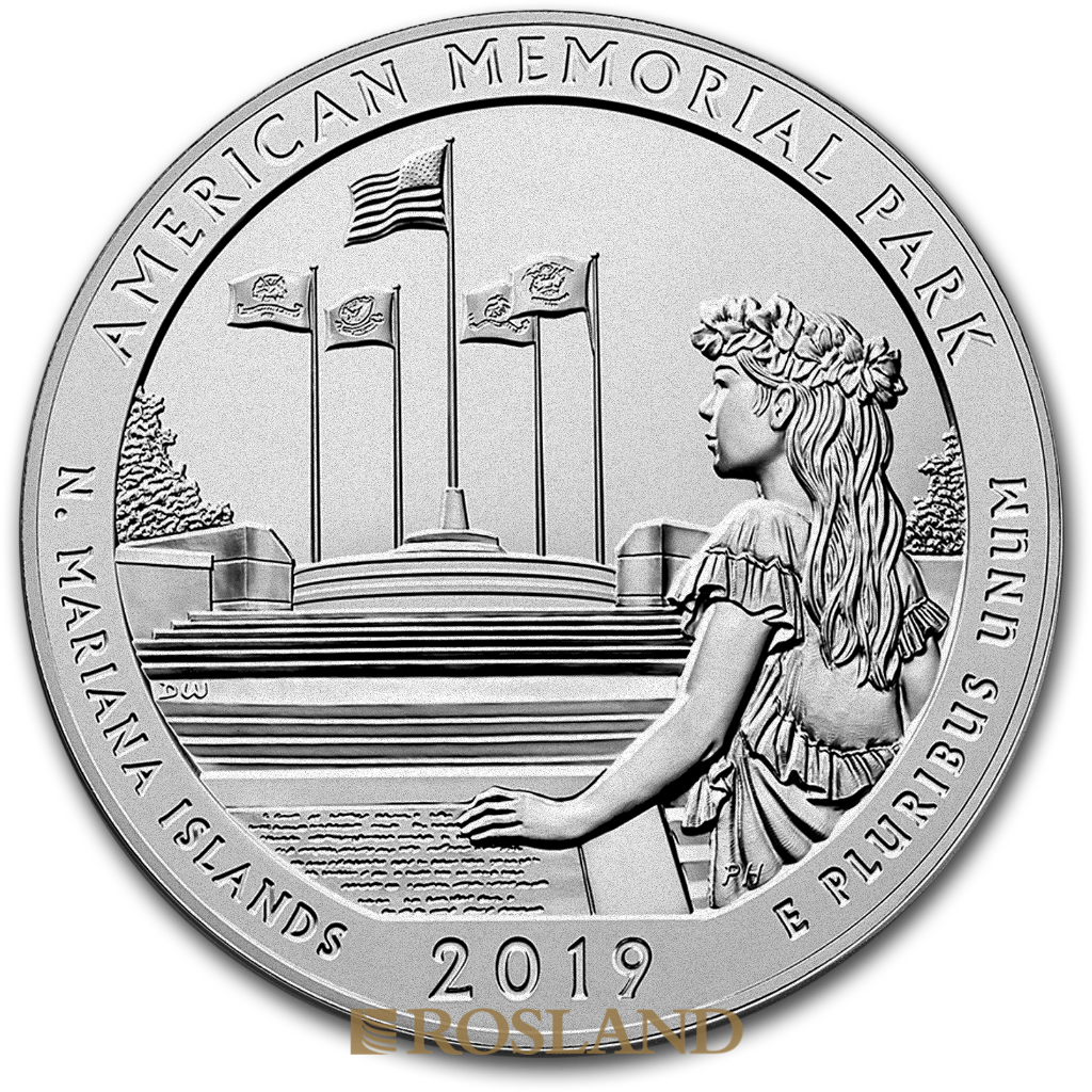 5 Unzen Silbermünze ATB American Memorial Park 2019 P (Box, Zertifikat)