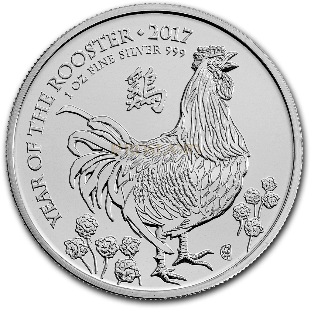 1 Unze Silbermünze Great Britain Jahr des Hahnes 2017