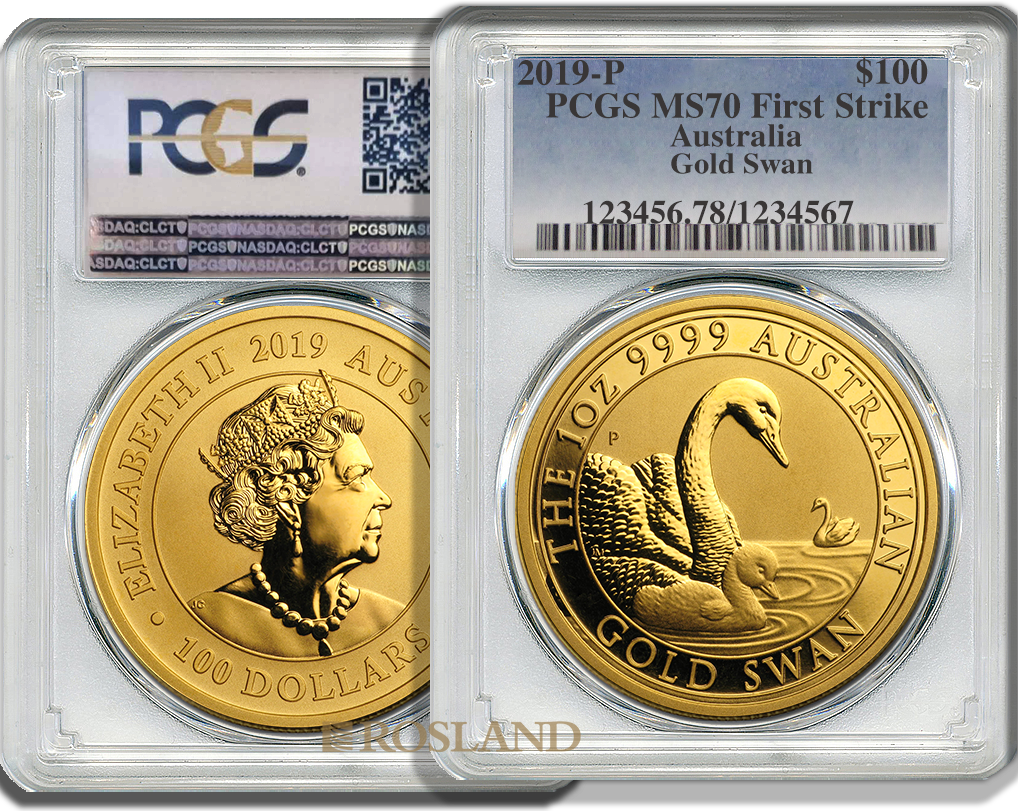 1 Unze Goldmünze Australien Schwan 2019 PCGS MS-70