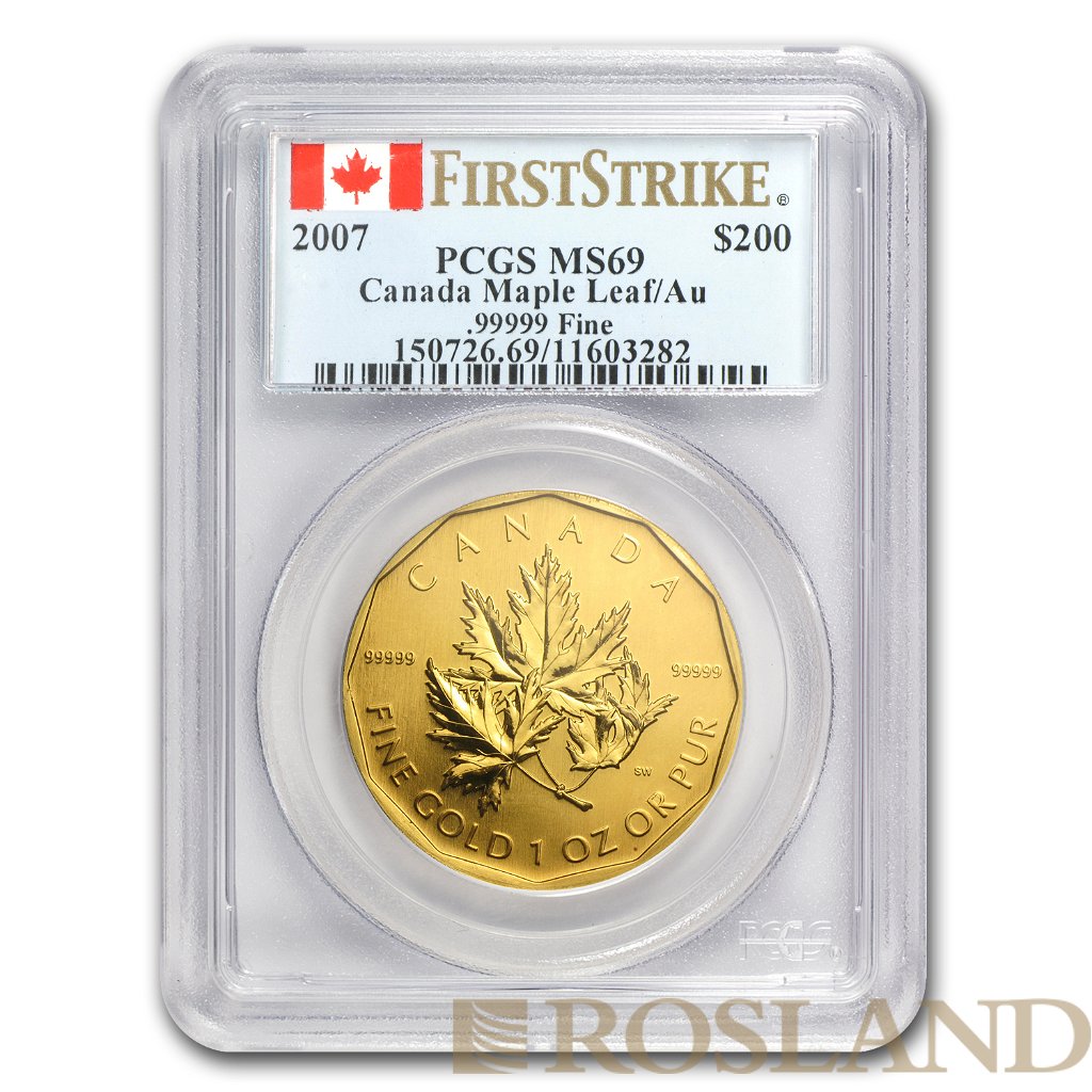 1 Unze Goldmünze Kanada Maple Leaf 2007 PCGS MS-69 First Strike