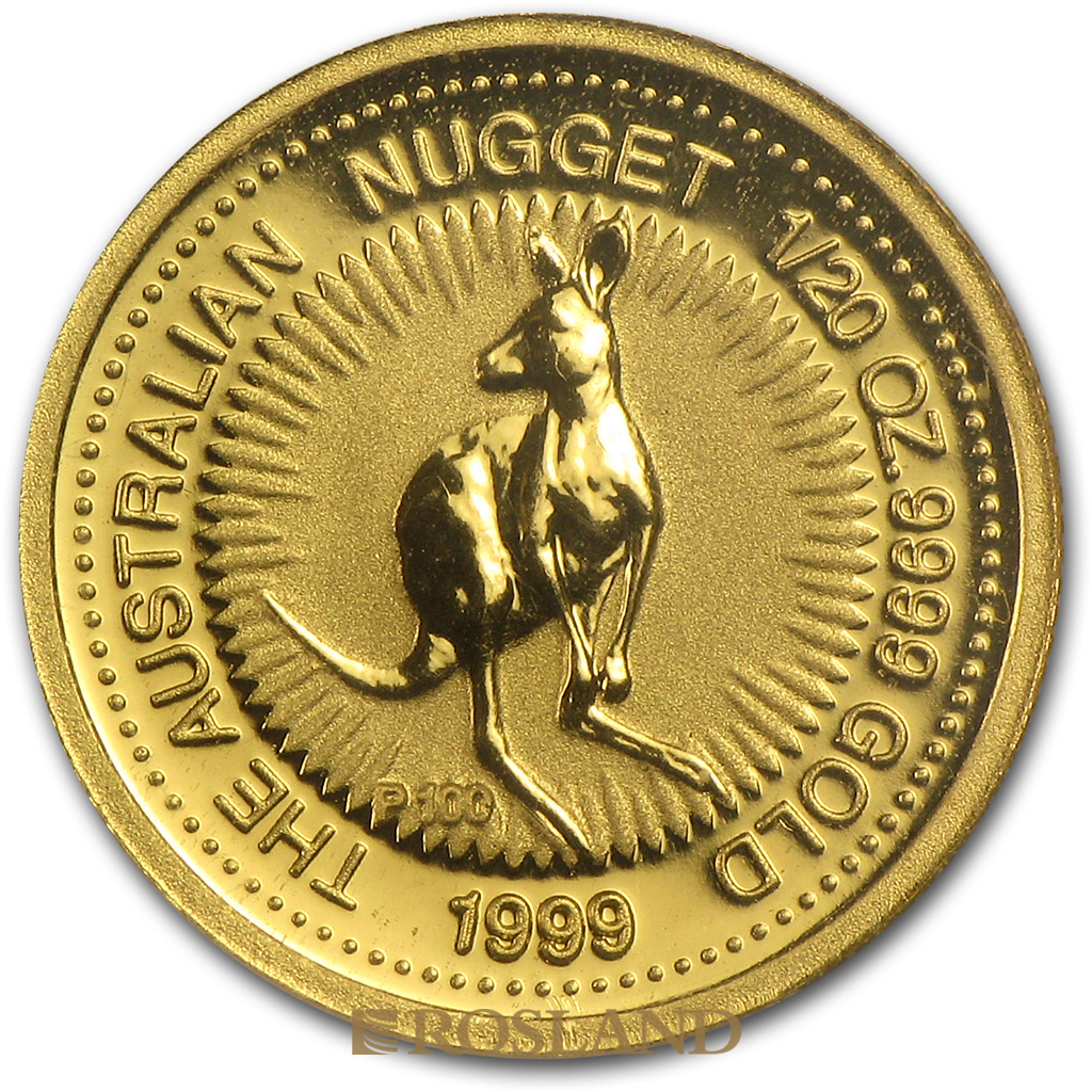 1/20 Unze Goldnugget Australien Känguru 1999