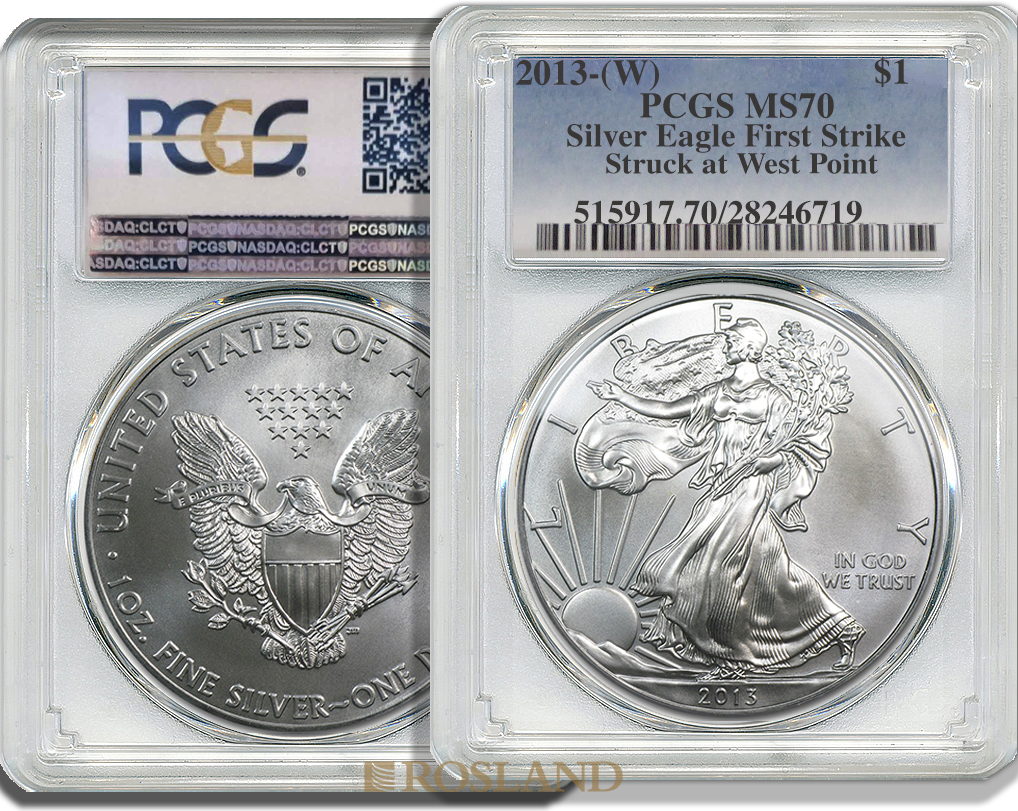 1 Unze Silbermünze American Eagle 2013 (W) PCGS MS-70 First Strike
