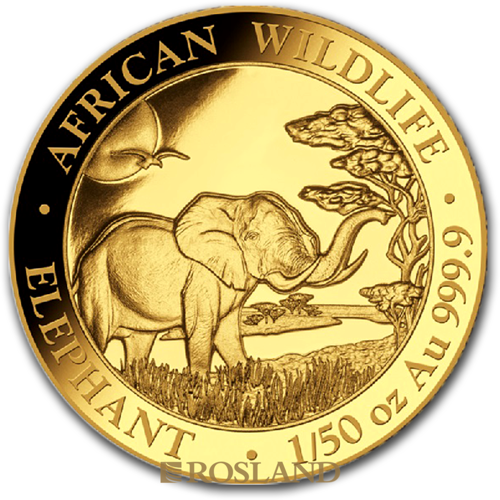 1/50 Unze Goldmünze Somalia Elefant 2019