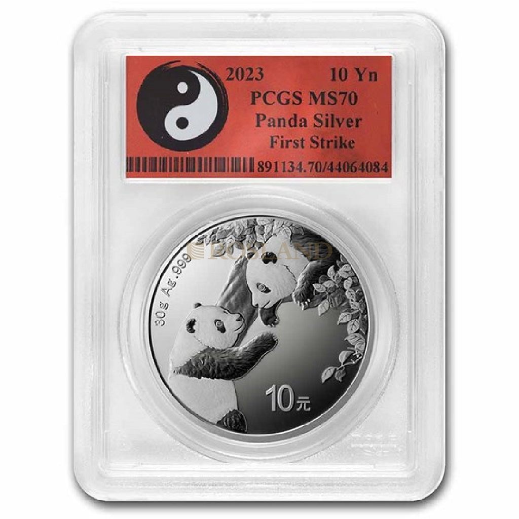 30 Gramm Silbermünze China Panda 2023 MS-70 PCGS (FS, Yin-Yang)