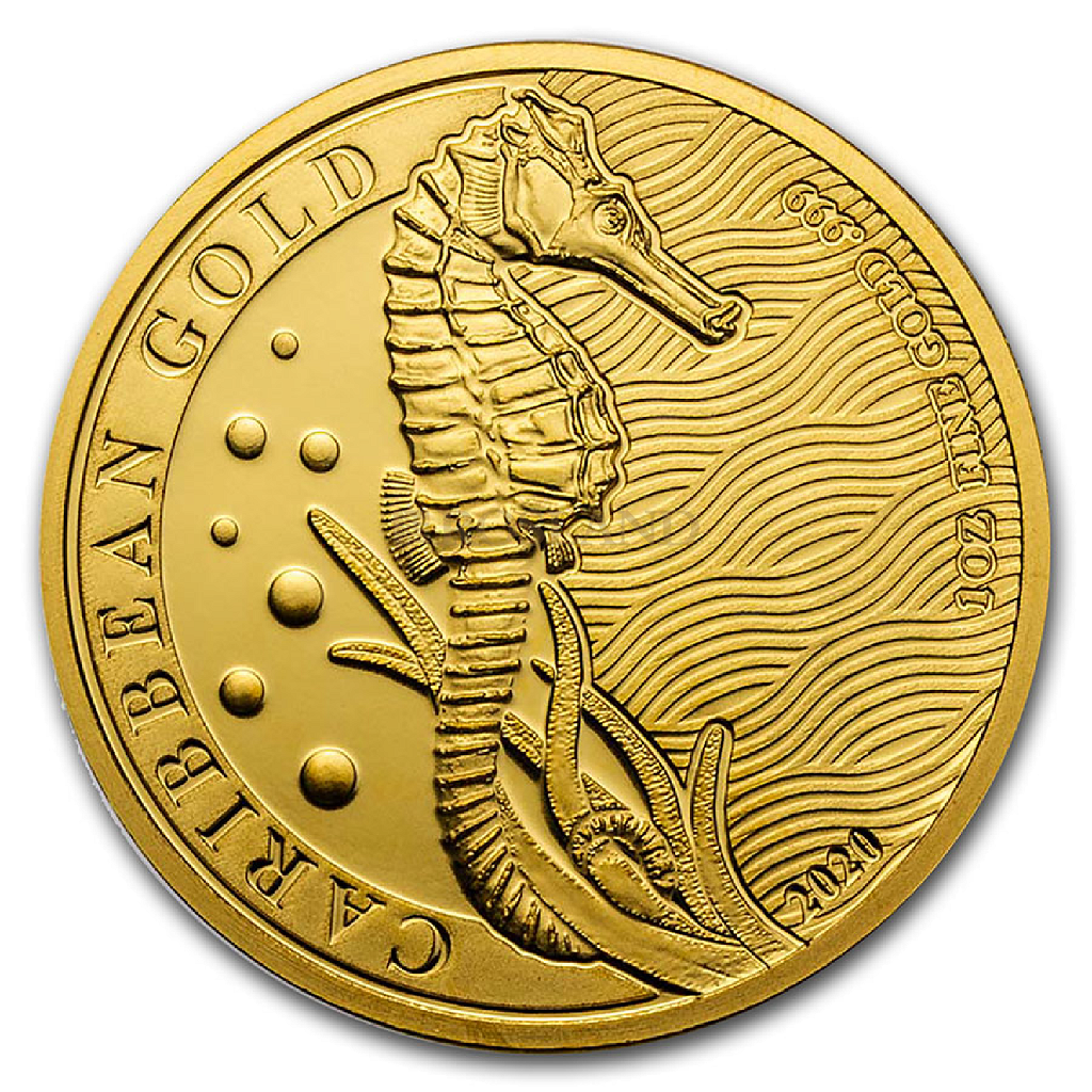 1 Unze Goldmünze Barbados Seepferd 2020 (Box, Zertifikat) 