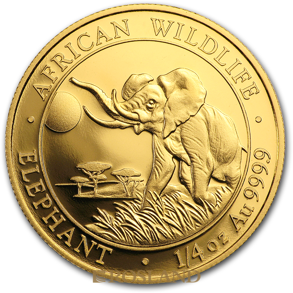1/4 Unze Goldmünze Somalia Elefant 2016 PP