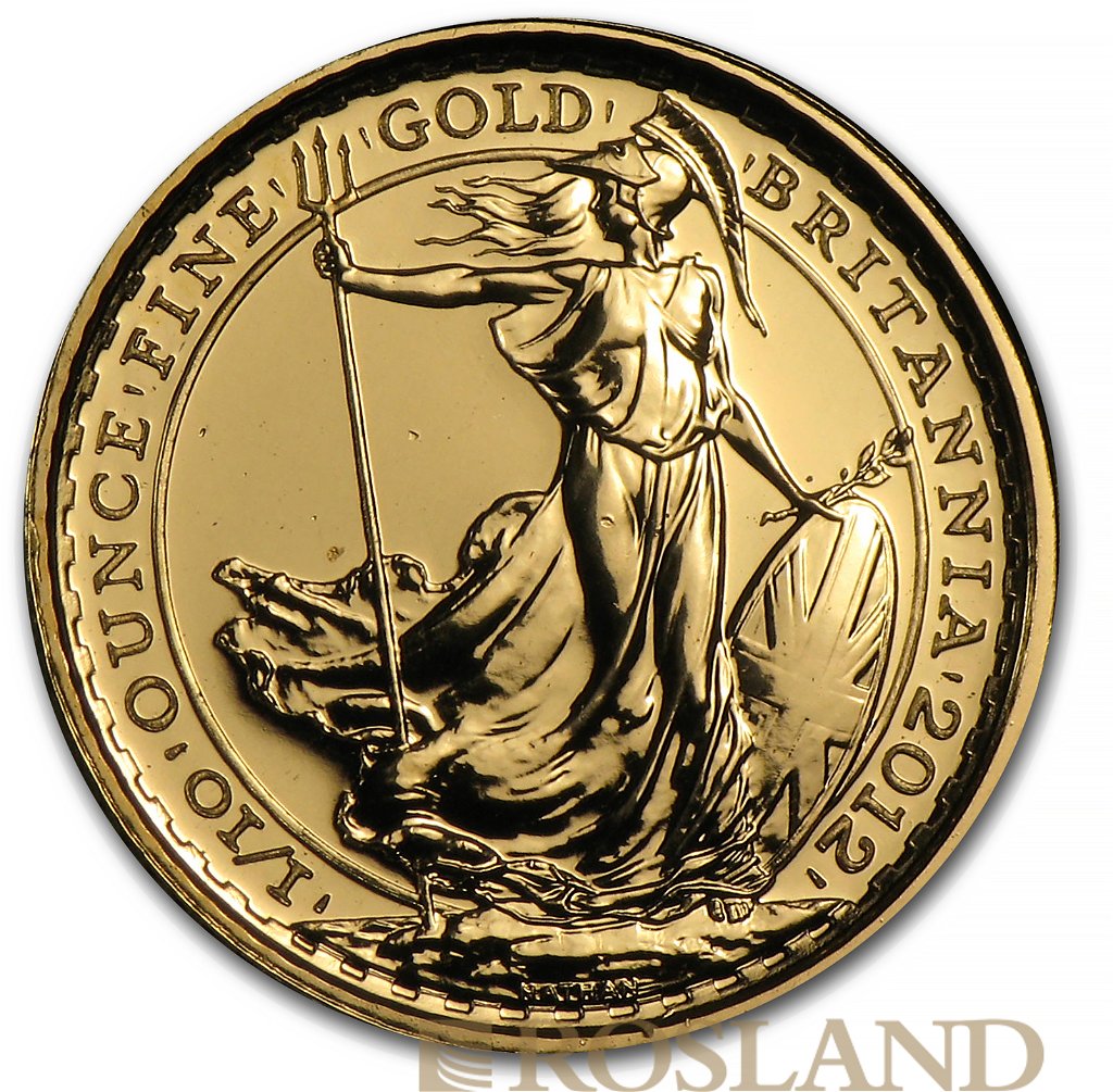 1/10 Unze Goldmünze Britannia 2012 - 25 Jahre Jubiläum Edition