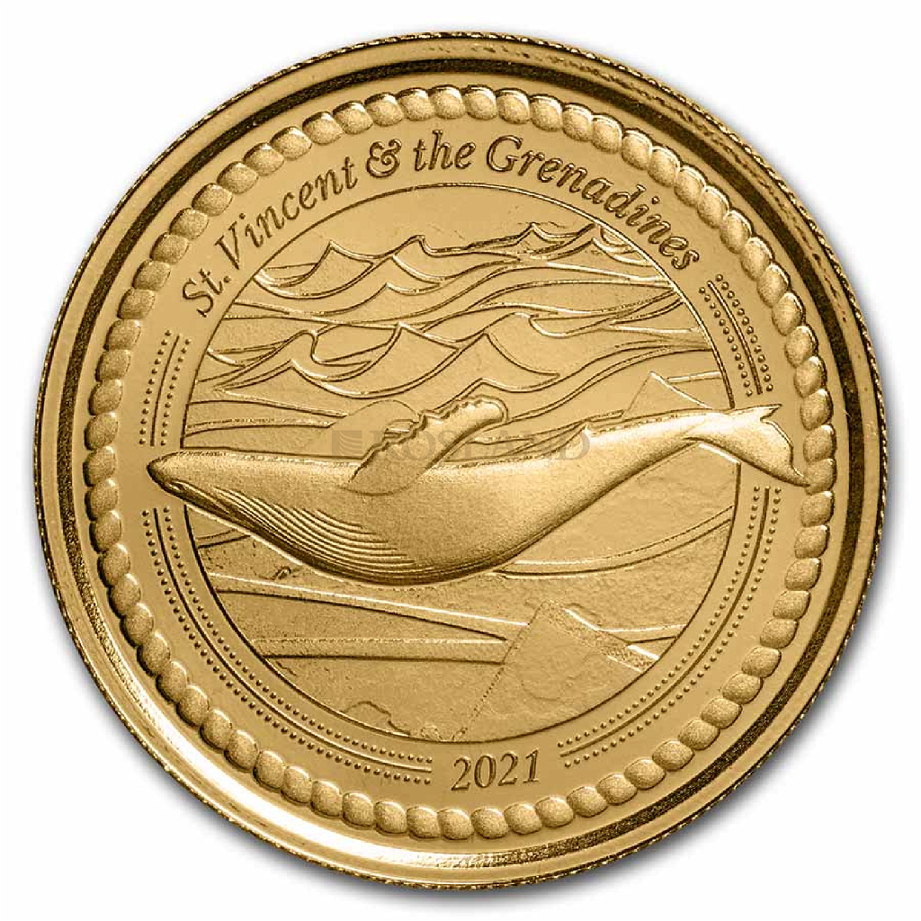 1 Unze Goldmünze EC8 St. Vincent & The Grenadines Humpback Whale 2021 (Blister, Zertifikat) 