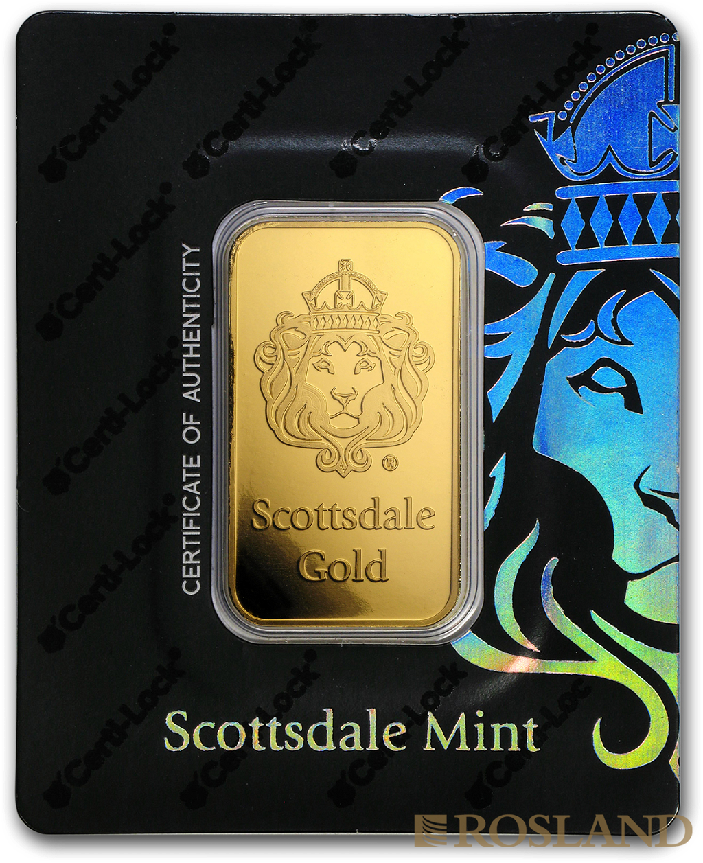 1 Unze Goldbarren Scottsdale Mint Löwe