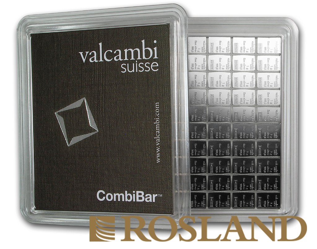 100 x 1 Gramm Silberbarren Valcambi CombiBar™