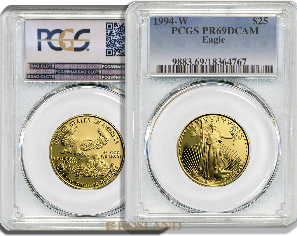 1/4 Unze Goldmünze American Eagle 1994 PP PCGS PR-69 (DCAM)