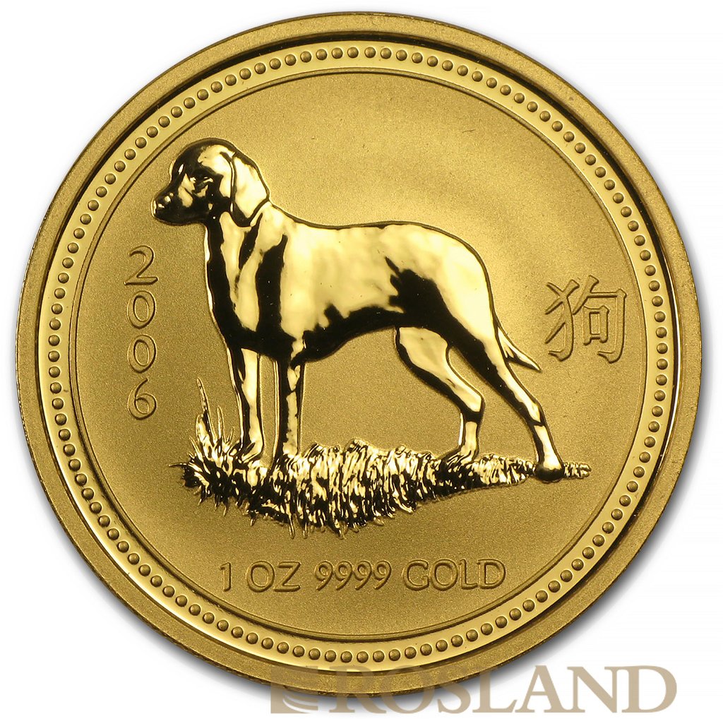 1 Unze Goldmünze Australien Lunar 1 Hund 2006