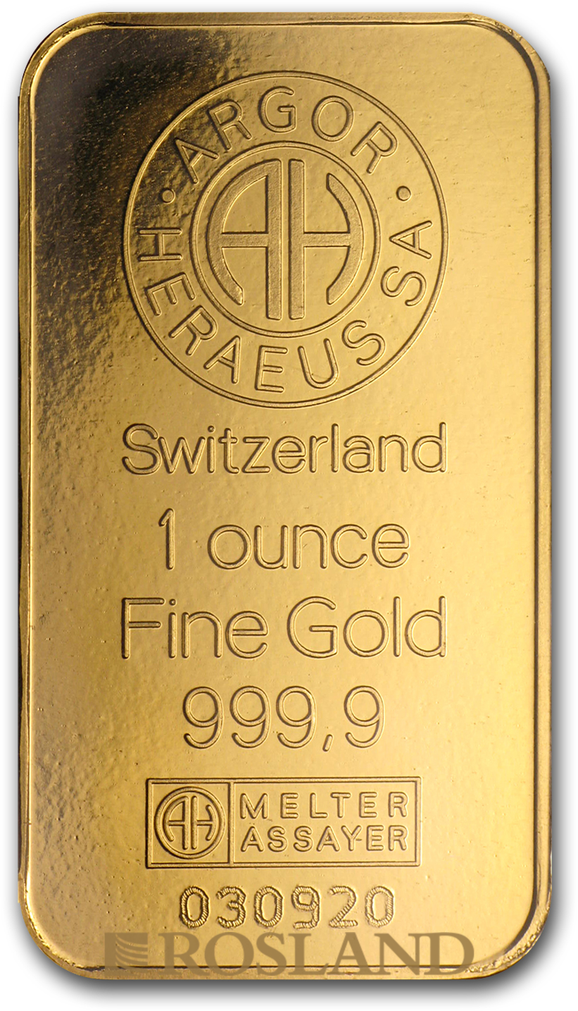 1 Unzen Goldbarren Heraeus Argor Vintage (.9999)