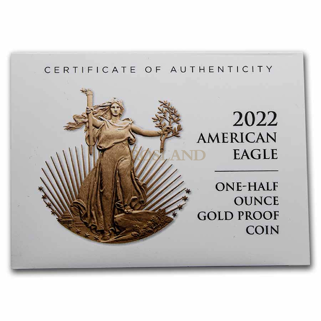 1/2 Unze Goldmünze American Eagle 2022 PP (W, Box, Zertifikat)