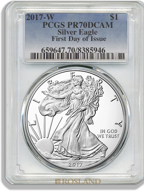 1 Unze Silbermünze American Eagle 2017 (W) PP PCGS PR-70 (FD, DCAM)
