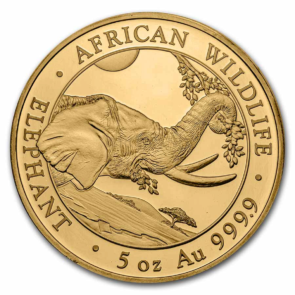 5 Unzen Goldmünze Somalia Elefant 2023 PP (Box, Zertifikat)