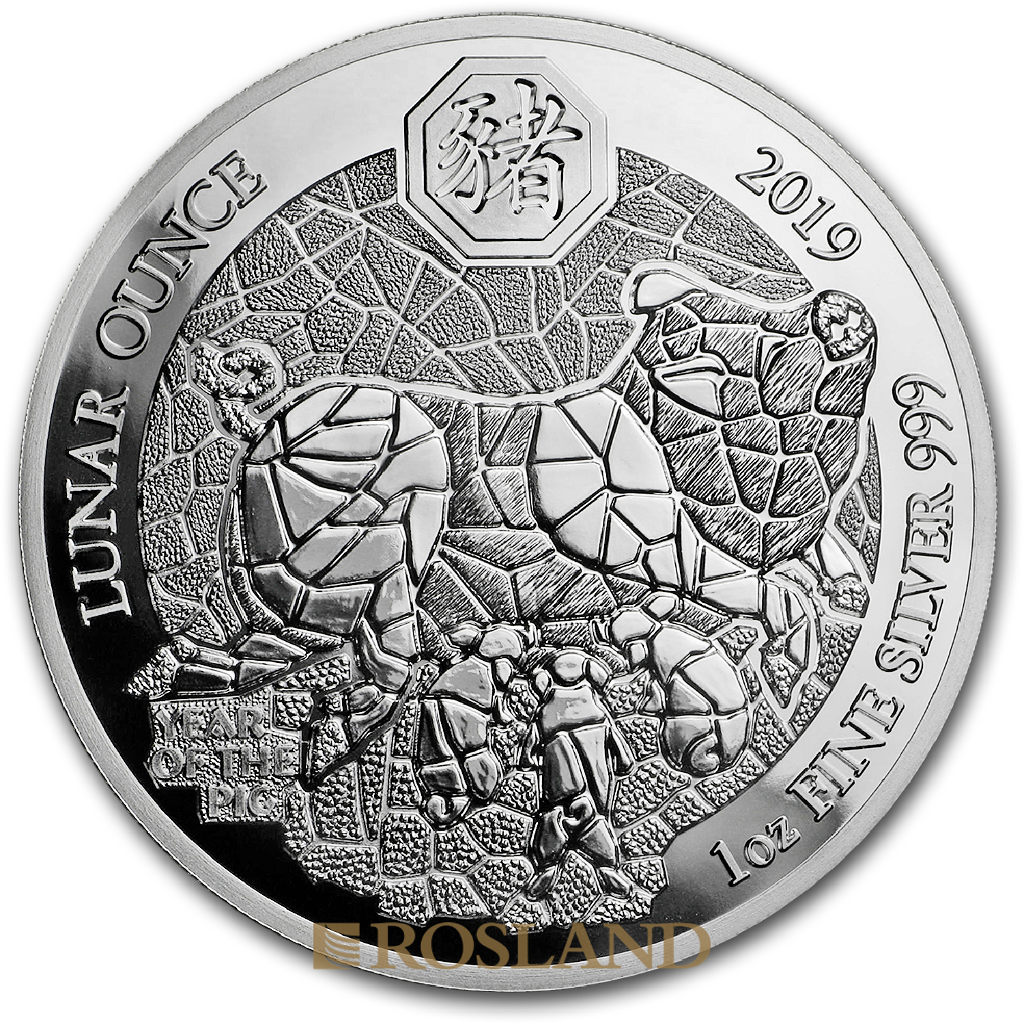 1 Unze Silbermünze Ruanda Lunar Schwein 2019 PP